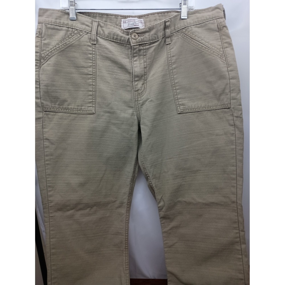 Levi Strauss Signature Khaki Utility Pants Misses 18 Tan Cotton Trousers